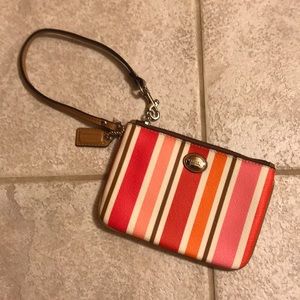 Striped Coach Wristlet